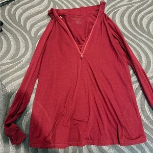 Latched Mama Nursing Red Long Sleeve 1/4 Zip Top